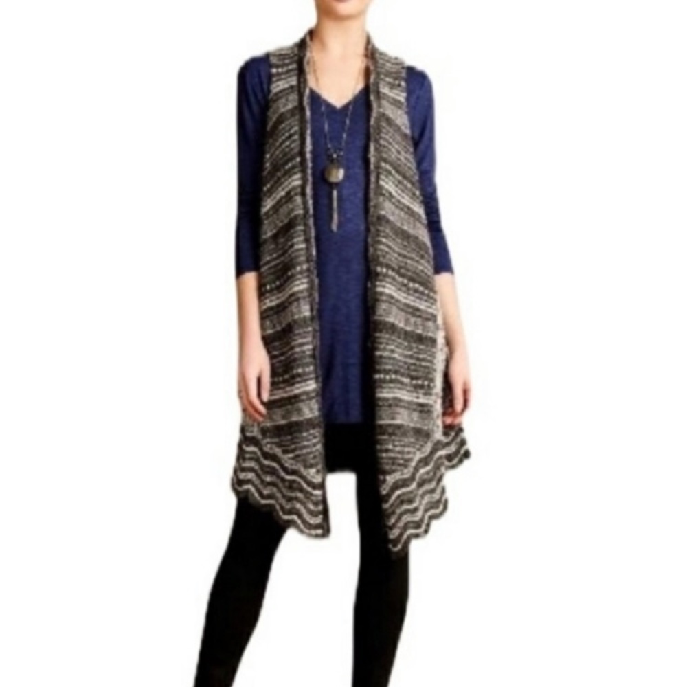 Anthropologie MOTH Strata Long Knit Vest